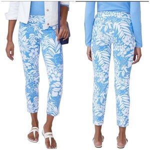J MCLAUGHLIN NEWPORT CAPRI PANT S HAWAIIAN PRINT TROPICAL CATALINA CLOTH V…